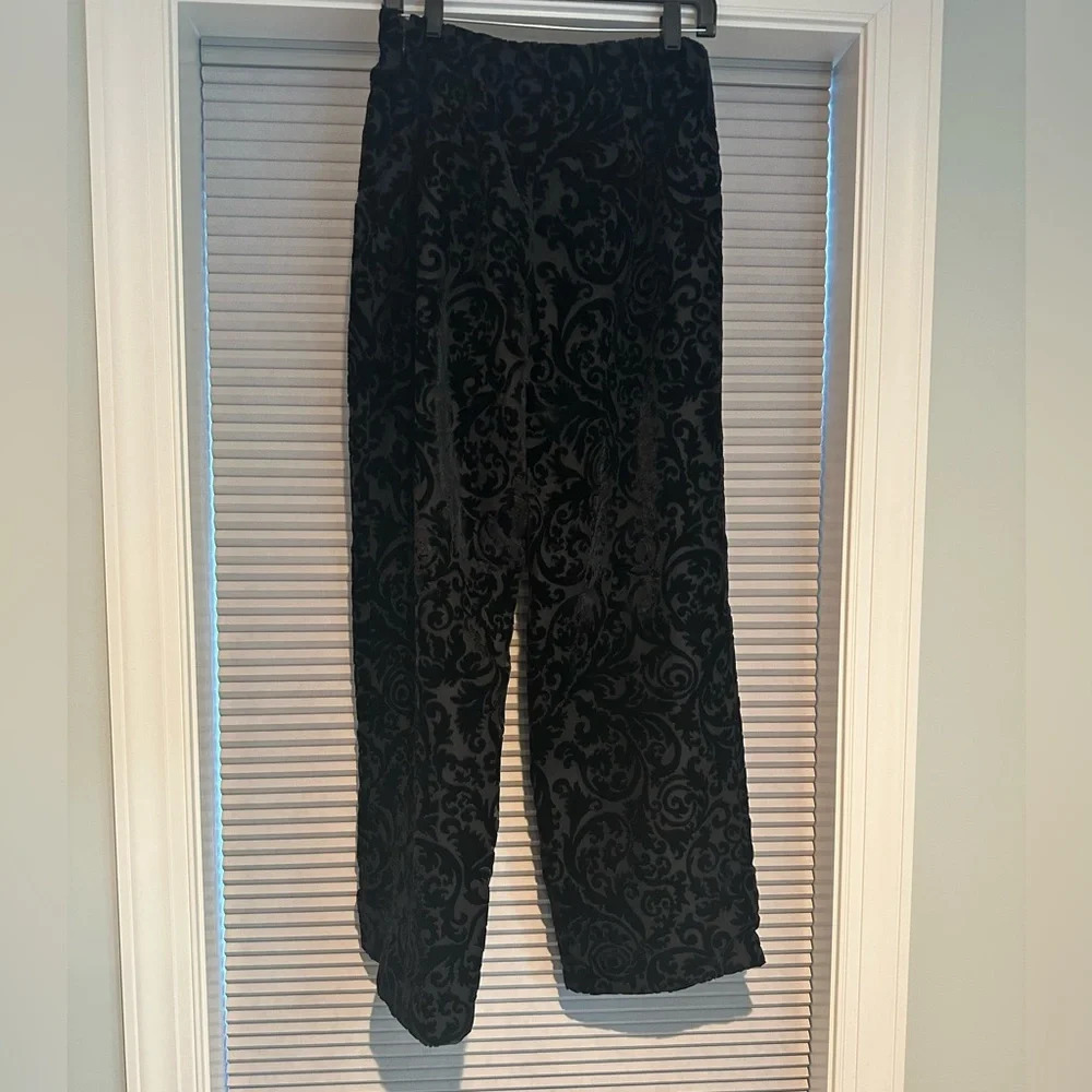 Talbots black velvet dress pants floral A-18 - Picture 2 of 4